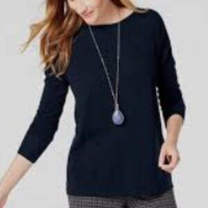 NWT J. Jill Ava Merino Wool Washable Crewneck Sweater Size SP in Black